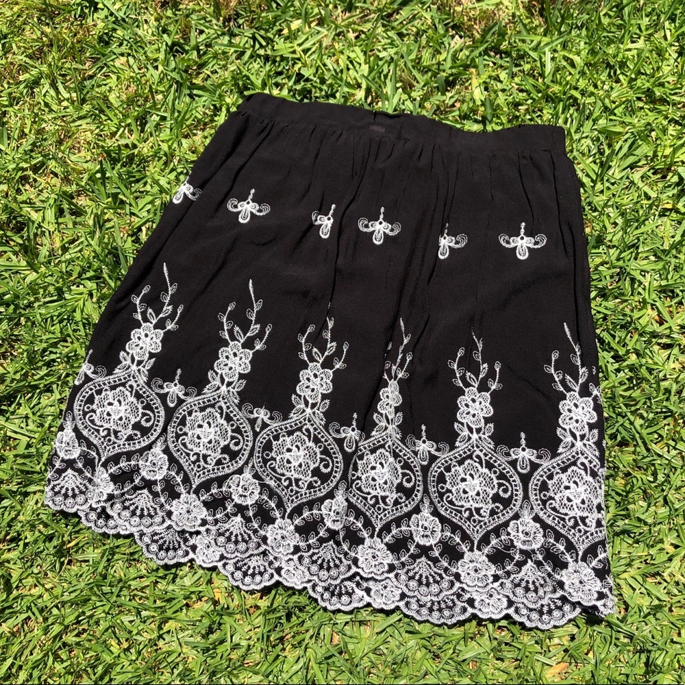 Black Embroidered Skirt